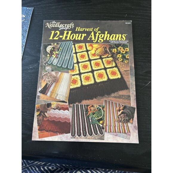 Lot 3 Needlecraft Shop Harvest Afghans Classic Coverlets & Roses & Lace Designs - Picture 3 of 9